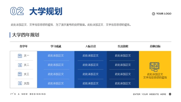 黄蓝简约风教育行业开学第一课PPT模板