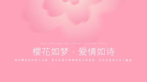 粉色樱花元素主题演讲PPT