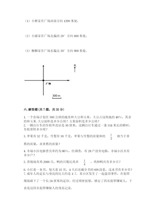 小学六年级上册数学期末测试卷（模拟题）word版.docx