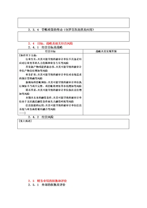 总体审计策略记录模式范例