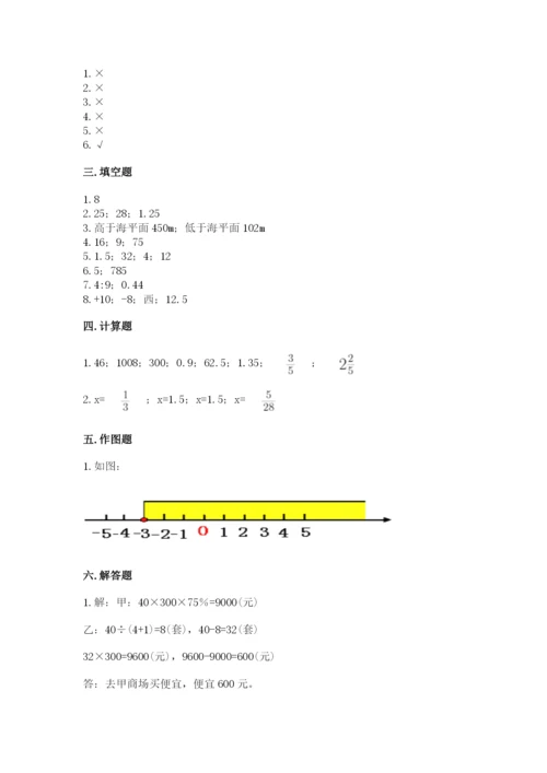 安吉县六年级下册数学期末测试卷参考答案.docx