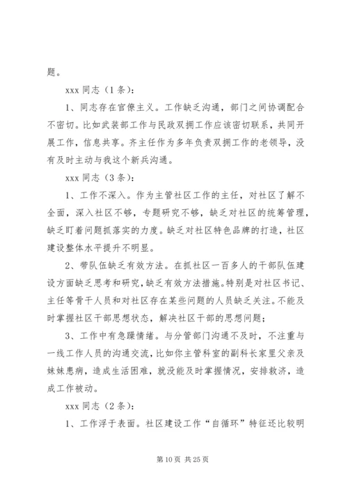 在专题民主生活会上对XX同志的批评意见共112条.docx