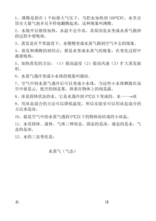 2015秋湘教版小学科学四年级上册复习资料.docx