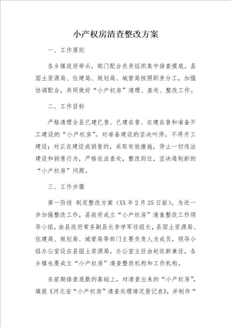 小产权房清查整改方案