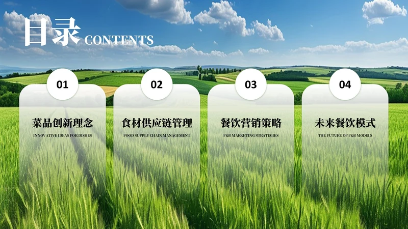 绿色简约风4项目录页PPT单页