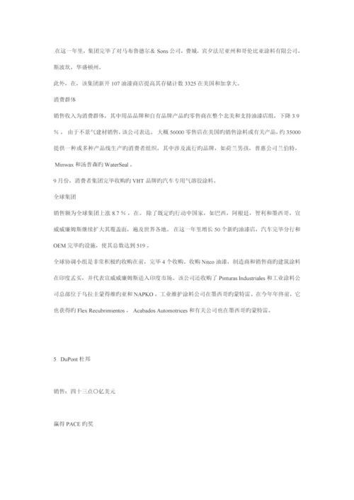 新版世界十大涂料品牌公司年度专项报告.docx