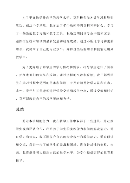 信息技术新教师工作汇报