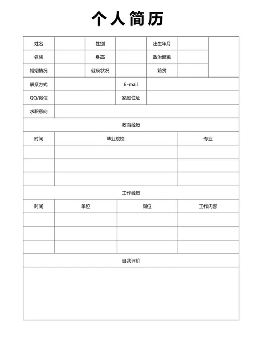 个人简历word模板