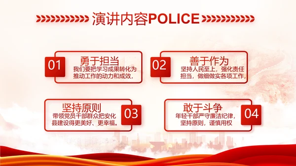 红色大气公安民警述职报告动态PPT模板