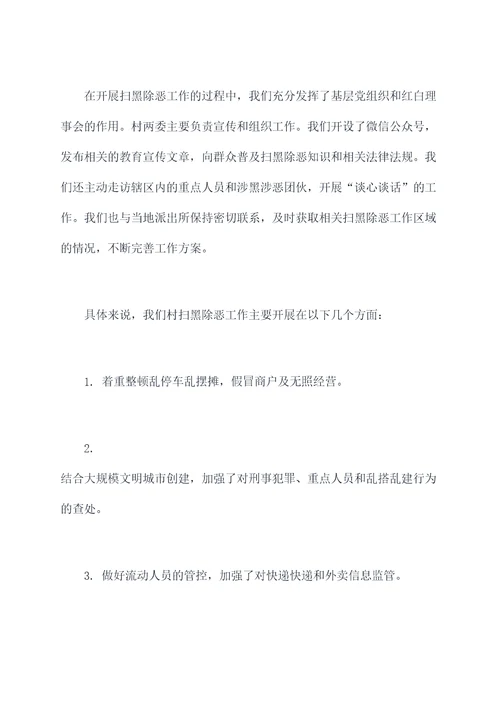 村扫黑除恶述职报告
