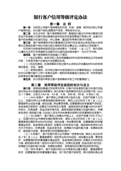 银行客户信用等级评定办法.docx