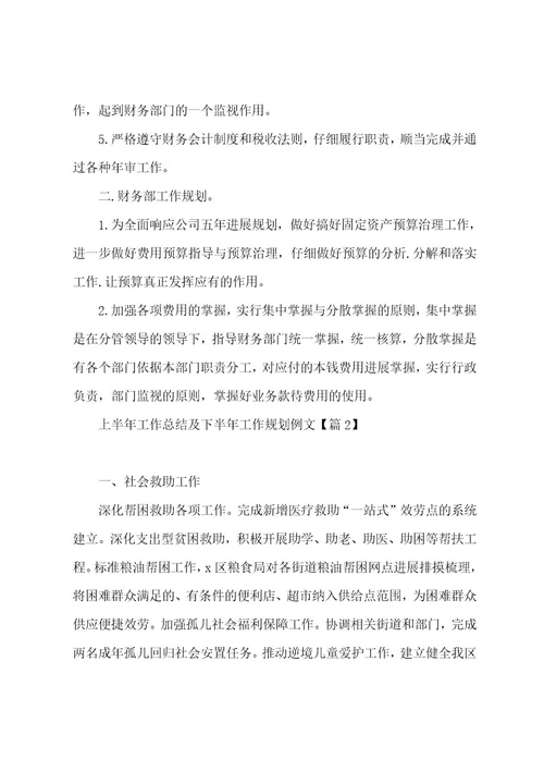 有关上半年工作总结及下半年工作计划例文十篇