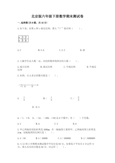 北京版六年级下册数学期末测试卷附答案（能力提升）.docx