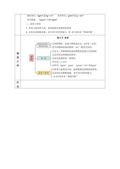 （人教版2024）八年级上册物理6.2 密度（教学设计）