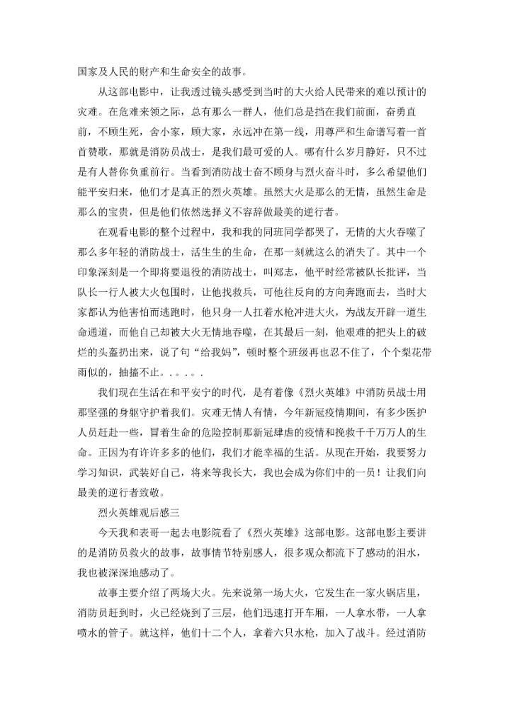 烈火英雄观后感优秀3篇.docx