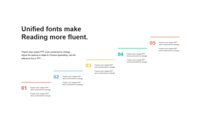多色线条阴影5项PPT流程