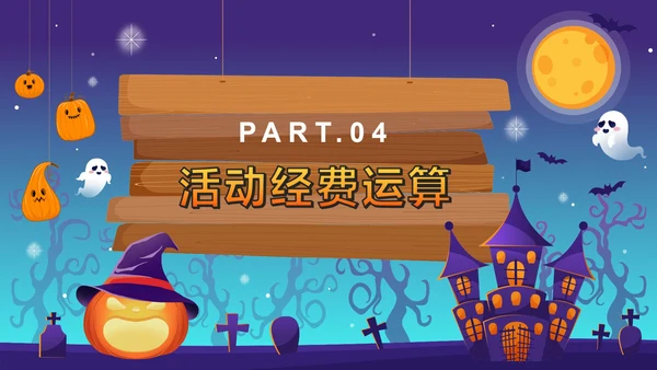 蓝色卡通狂欢万圣节活动方案PPT模板