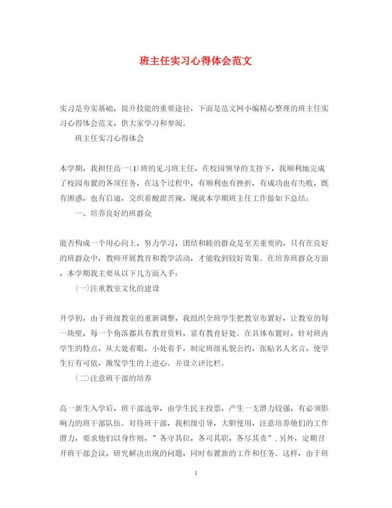 精编班主任实习心得体会范文.docx