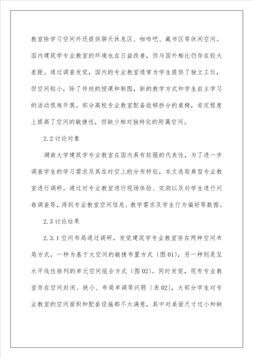 建筑学专业学习空间模式分析