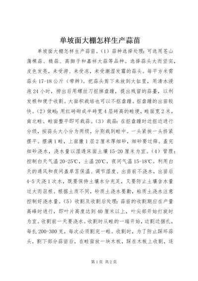 单坡面大棚怎样生产蒜苗.docx