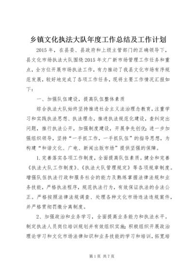 乡镇文化执法大队年度工作总结及工作计划.docx