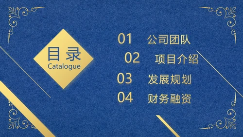 蓝色高端欧式风格商业计划书PPT动态模板