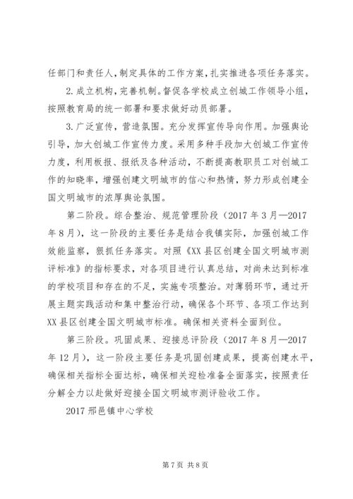 邢邑镇中心校创建文明城市实施方案.docx