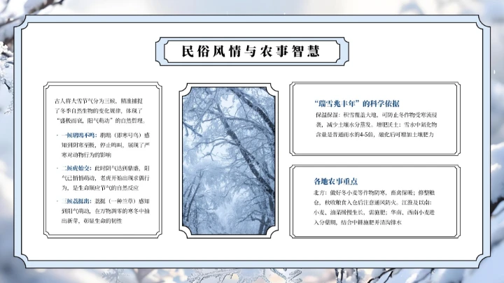 蓝色中国风大雪节气介绍通用PPT模板