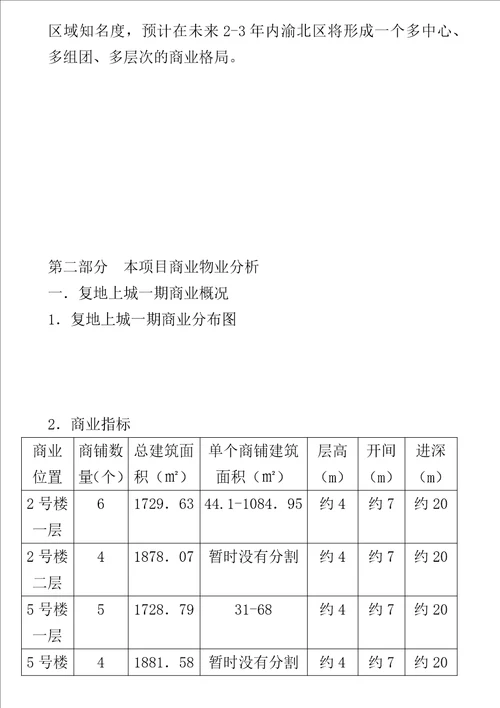 重庆市渝北区复地上城商业策划方案DOC17页