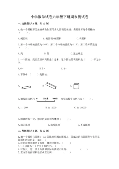 小学数学试卷六年级下册期末测试卷精品（名师推荐）.docx