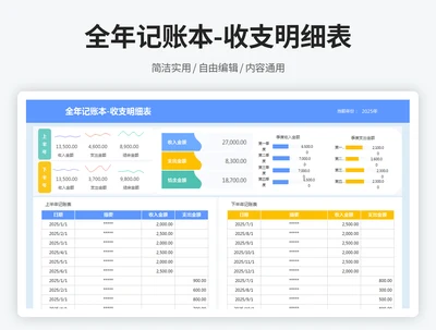全年记账本-收支明细表