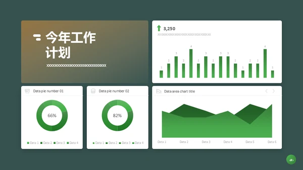 绿金色开工报告通用PPT模板