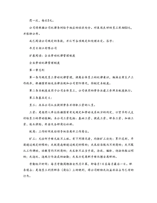 公司劳动纪律规定