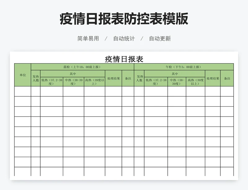 疫情日报表防控表模版