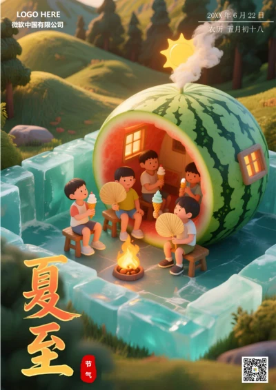 二十四节气夏至海报(西瓜)
