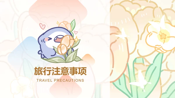 芳菲呆呆鲨橙色卡通风新疆旅游攻略