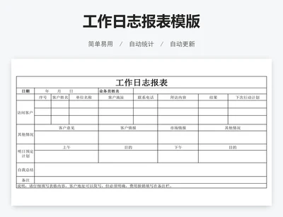 工作日志报表模版