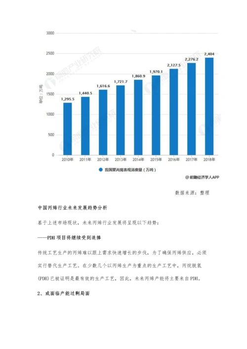 中国丙烯行业市场现状及发展趋势分析-行业进一步发展推动技术水平持续提升.docx