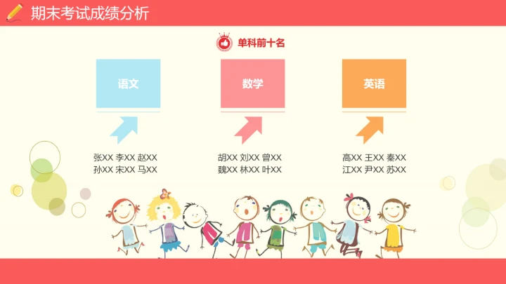 小学六年级期末家长会期末考试总结分析PPT模版