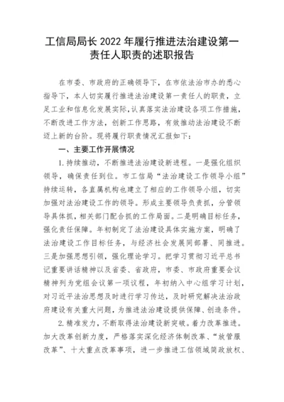 【述职报告】工信局局长2022年履行推进法治建设第一责任人职责的述职报告.docx