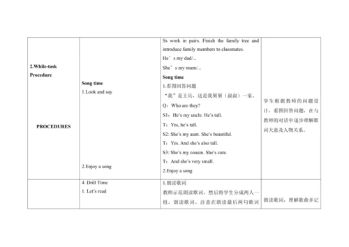Unit 1 She’s my aunt   B Fun time & Song time单元整体教