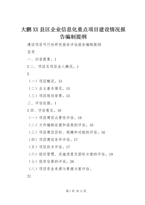 大鹏XX县区企业信息化重点项目建设情况报告编制提纲.docx