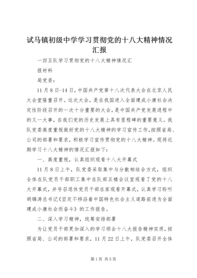 试马镇初级中学学习贯彻党的十八大精神情况汇报 (5).docx