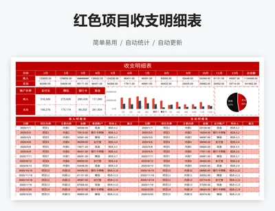 红色项目收支明细表