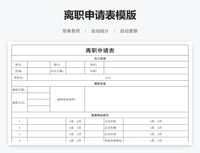 离职申请表模版