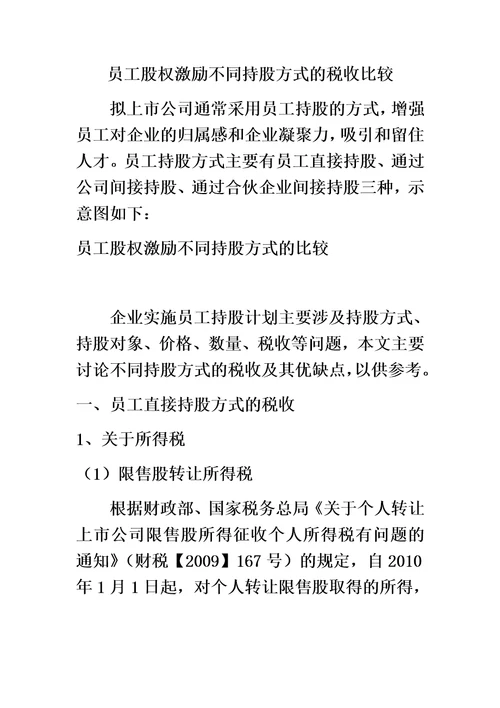 员工股权激励不同持股方式的税收比较