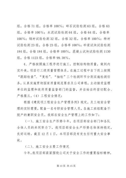 项目部工作汇报材料 (4).docx