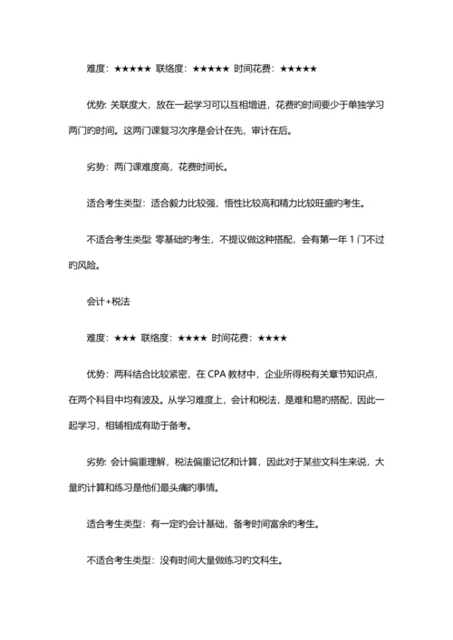 2023年注册会计师科目搭配分析应从各科特点入手.docx