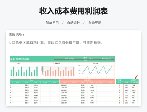 收入成本费用利润表