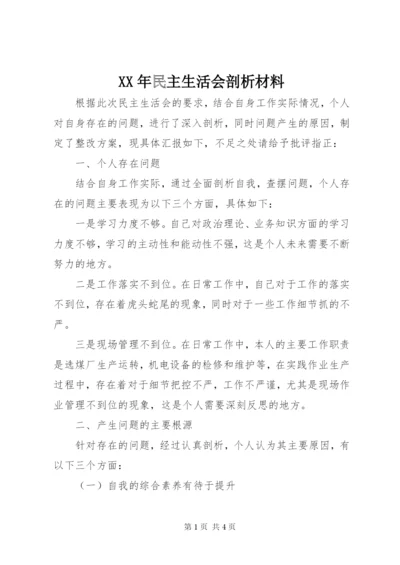 XX年民主生活会剖析材料.docx